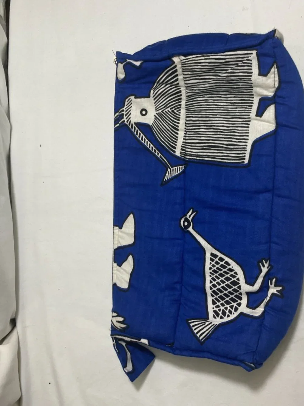 Handmade Blue African Print Padded Cosmetic Makeup Travel Zip Pouch Bag Organize